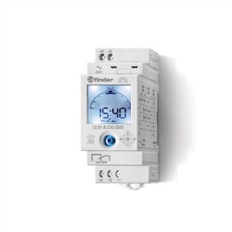 Finder 12.81.8.230.0000 digitale schakelklok 1 wisselcontact astronomisch 2 module breed