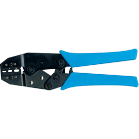Perstang met ratel voor geisoleerde kabelschoenen 1,5 mm2 (rood) ,2,5mm2 (blauw), 6mm2 (geel)
