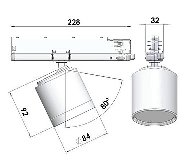 Lival Standard GA-016 3f LED railspot verkrijgbaar in zwart, wit en zil
